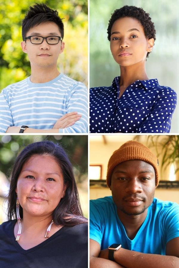 four portraits of four young adults with different ethnicities