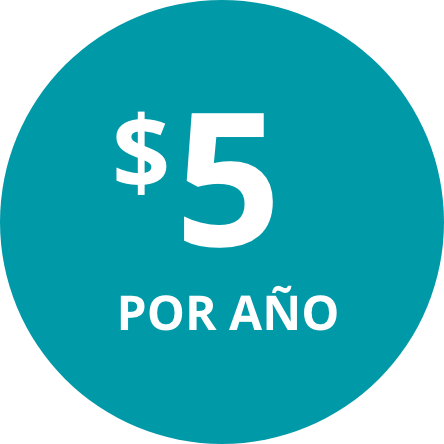 five dollars por año